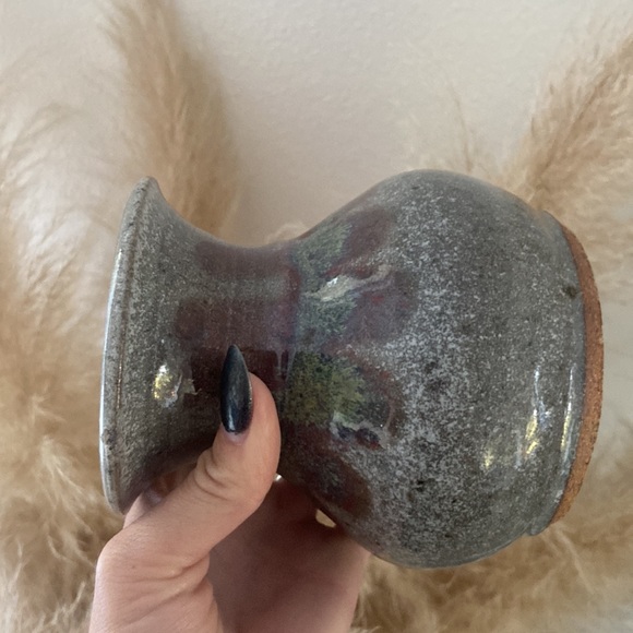 Vintage handmade stoneware vase home decor pottery accent gift - Picture 8 of 12